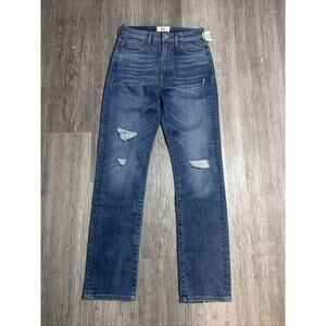 Seven 7 FOR ALL MANKIND~Easy Slim/High Rise/Floral Print Distressed Jeans Sz 26